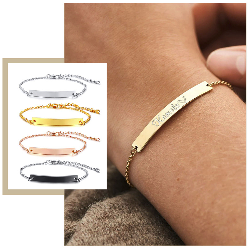 Coordinates Bracelet - エレガントなパーソナライズされた ID バーブレスレット女性のための 5 ミリメートル薄型ステンレス鋼リンクチェーンカスタム名引用 BFF