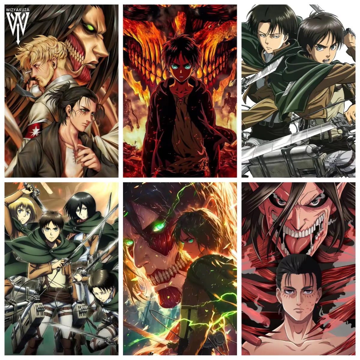 Photo Mosaic Print - ダイヤモンドペインティング アニメ 進撃の巨人 モザイク 手作りアートワーク フルラウンド/スクエアダイヤモンド