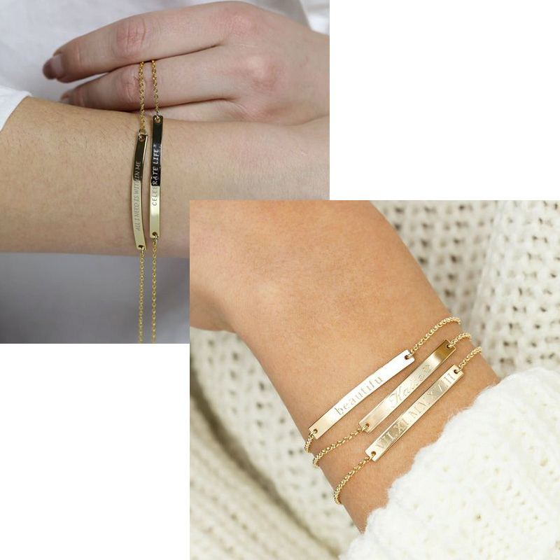 エレガントなパーソナライズされた ID バーブレスレット女性 - Coordinates Bracelet のレビューと価格