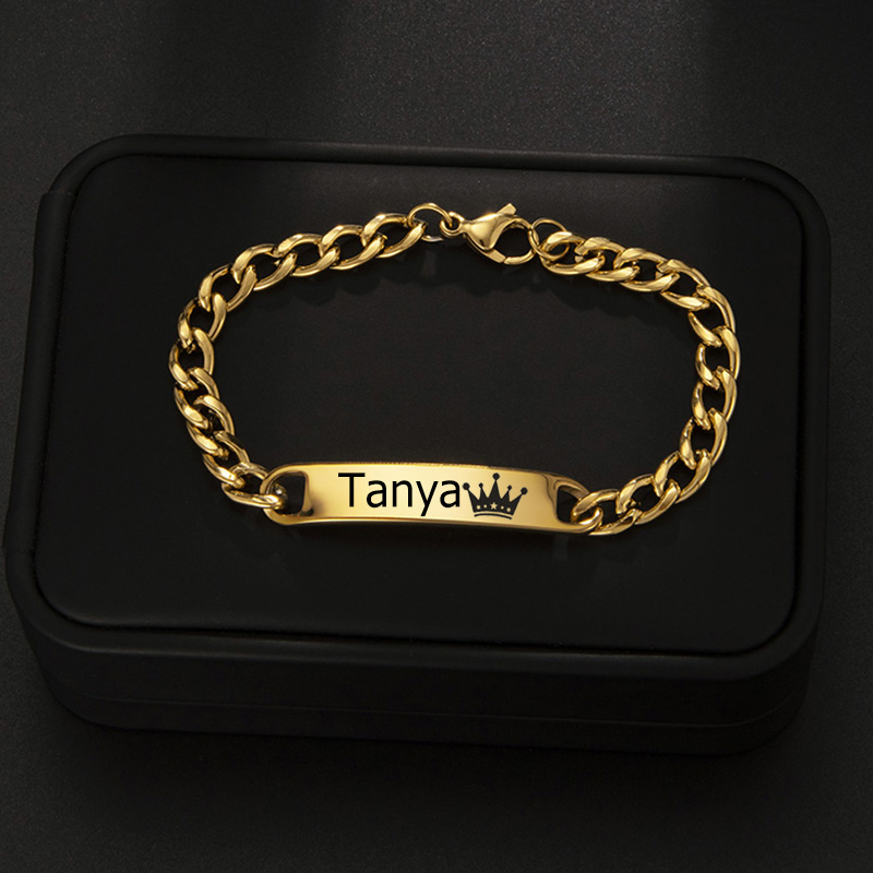 カスタマイズされたステンレス鋼のブレスレット,刻印された名前 - Coordinates Bracelet のレビューと価格