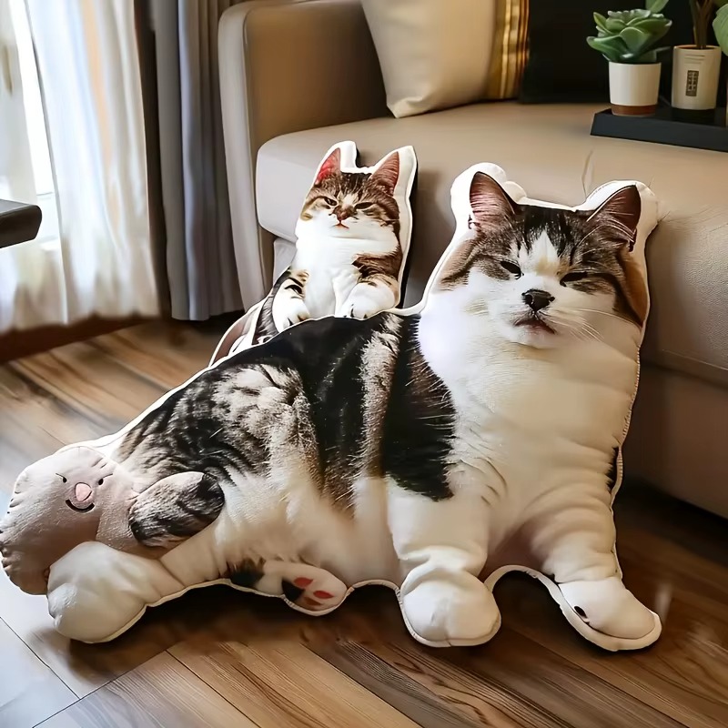 カスタムデザインのモダンなペット用枕。片面にデジタルプリント - Pet Portrait Custom のレビューと価格