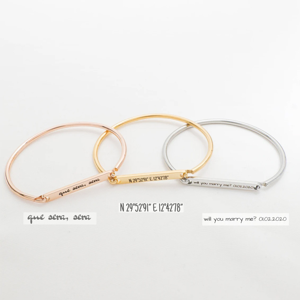 Haiyufly 彫刻名馬蹄ブレスレットステンレス鋼パーソナ - Coordinates Bracelet のレビューと価格