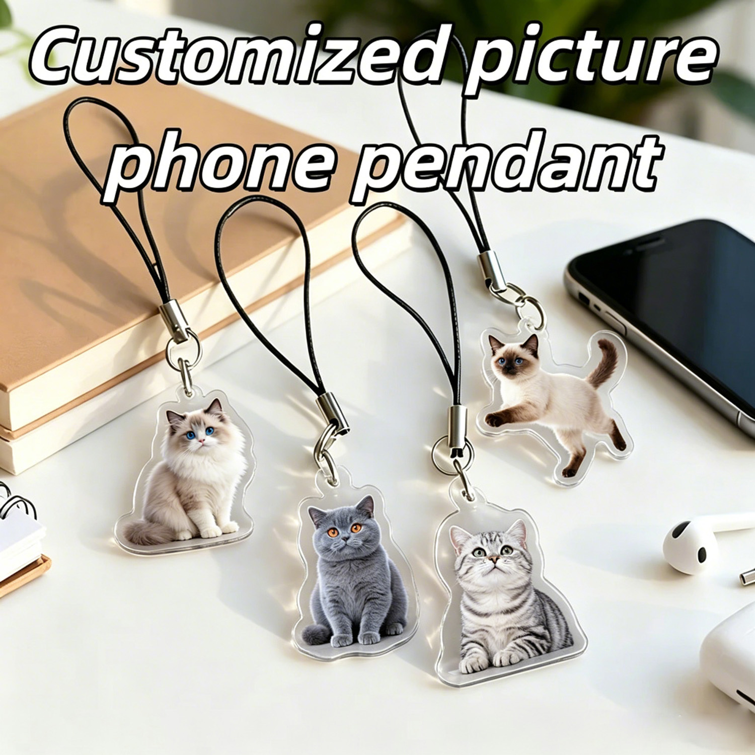 ペットの写真を使ったオリジナルデザインの携帯電話用ペンダント - Pet Portrait Custom のレビューと価格