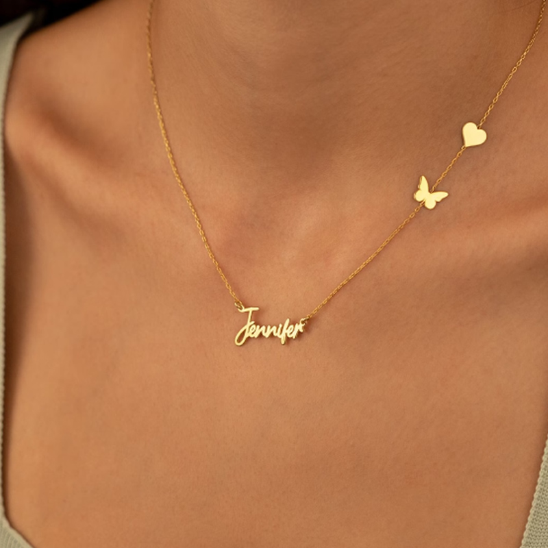 女性のためのパーソナライズされた蝶の形をしたネックレス,ステ - Birth Flower Necklace のレビューと価格