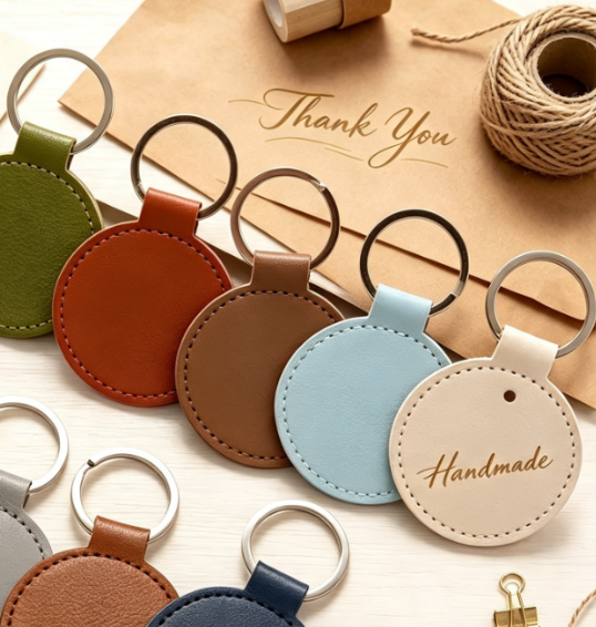 ホテルの部屋番号を刻印した丸型キーホルダー、名前刻印入りPU - Initial Ring Custom のレビューと価格
