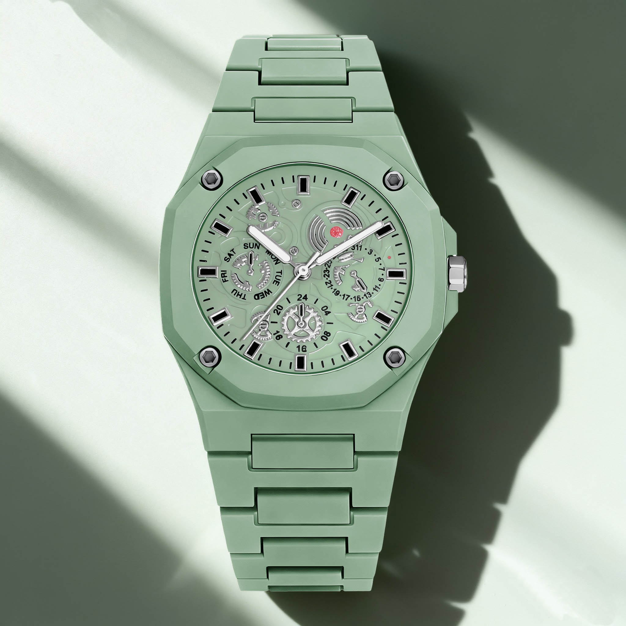 1つだけの新しい腕時計。多角形の文字盤が特徴で、ファッション - Coordinates Bracelet のレビューと価格