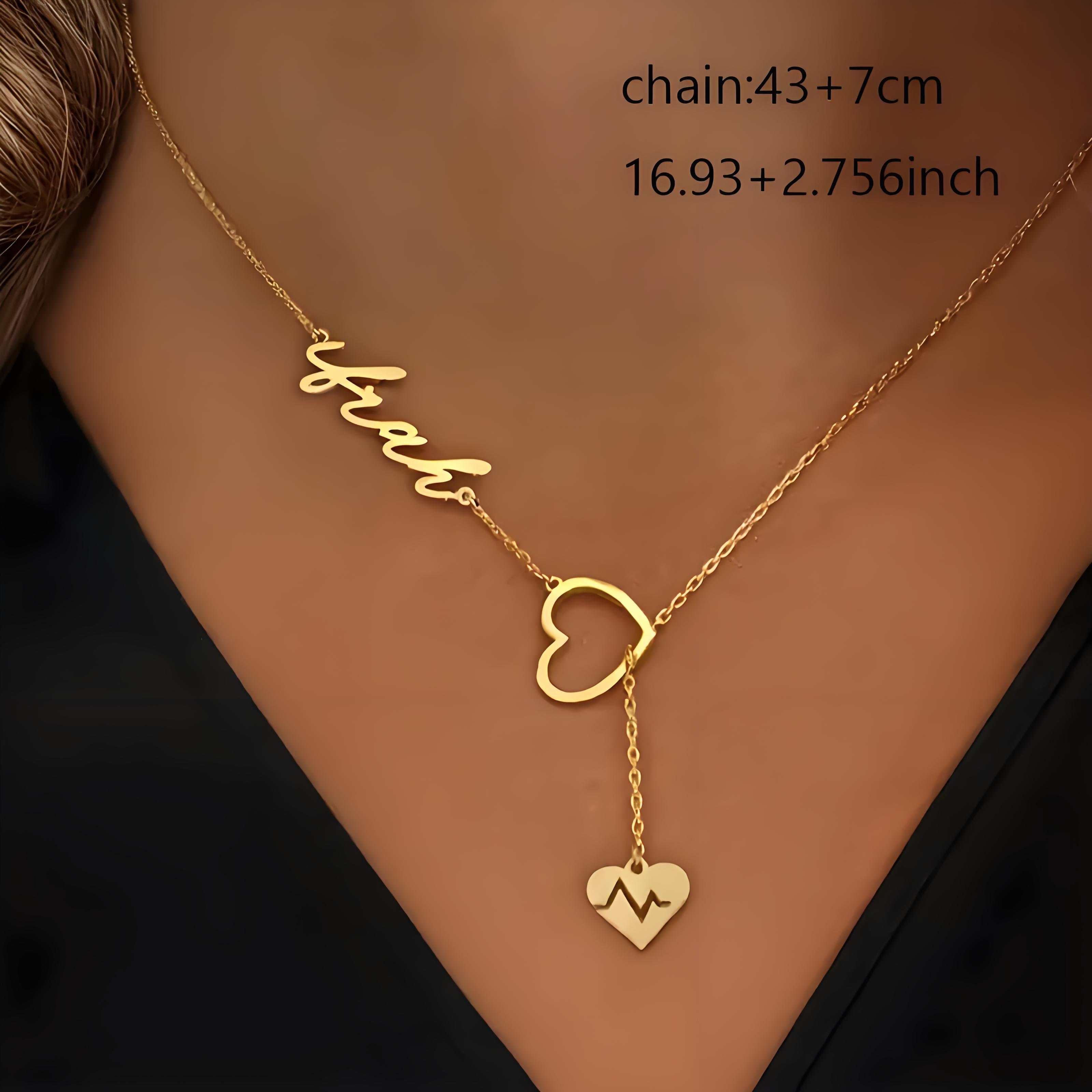 パーソナライズされたカップルのハートビートネームネックレス、 - Birth Flower Necklace のレビューと価格